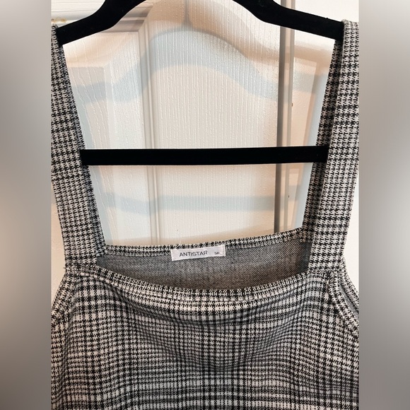 Grey Plaid Square Neck Tank Mini Dress, size small - Picture 5 of 5